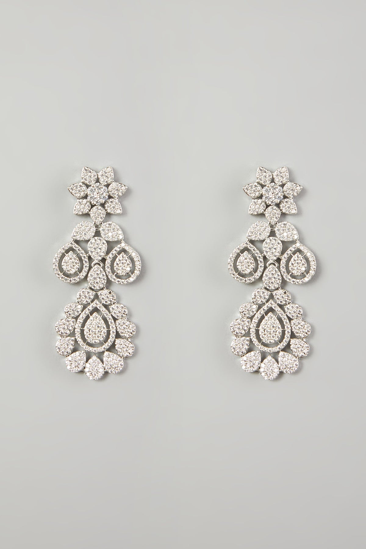 White Finish Faux Diamond Necklace Set
