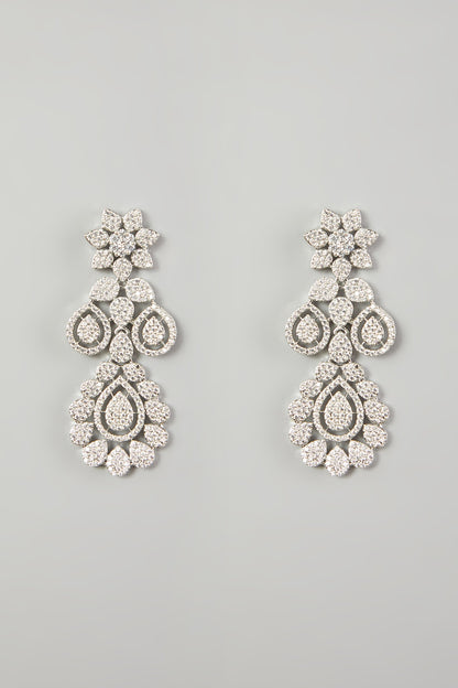 White Finish Faux Diamond Necklace Set