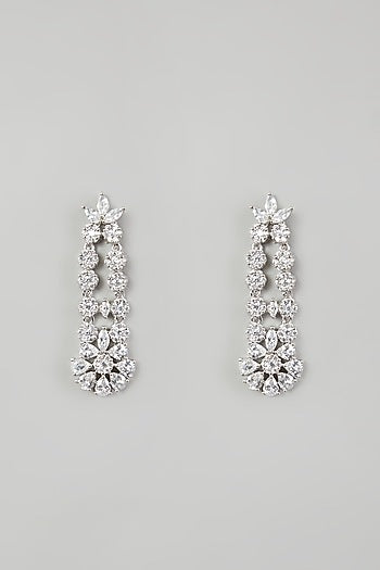 White Finish Necklace Set Having Faux Diamonds