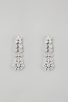 White Finish Necklace Set Having Faux Diamonds