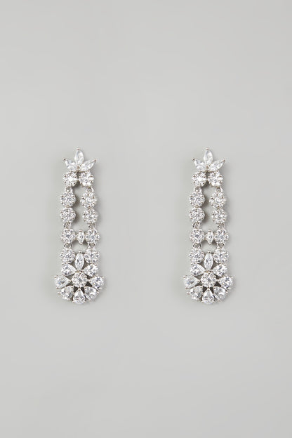 White Finish Necklace Set Having Faux Diamonds