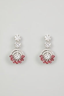 White Finish Red Faux Diamond Necklace Set