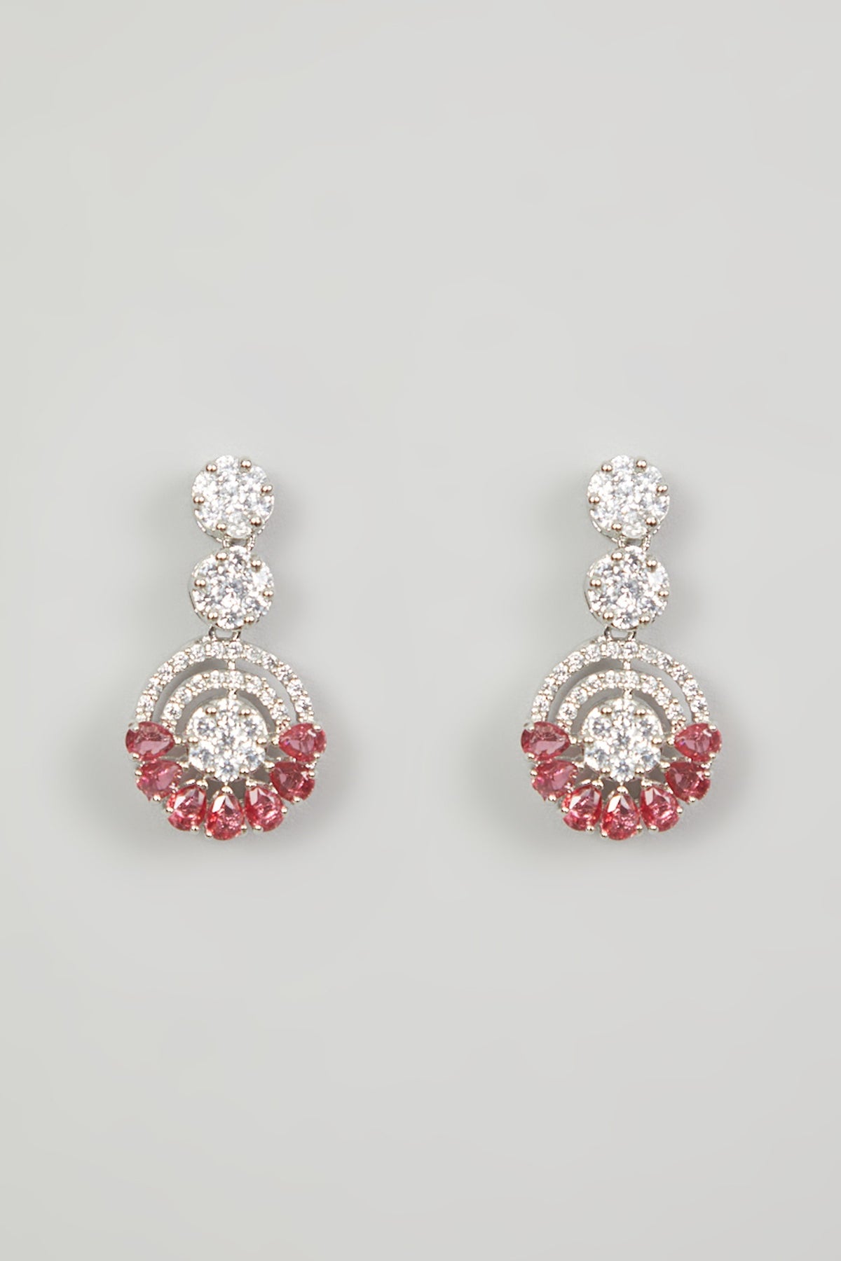White Finish Red Faux Diamond Necklace Set