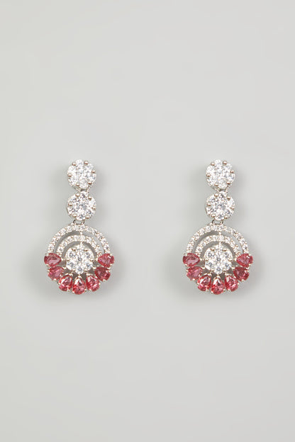 White Finish Red Faux Diamond Necklace Set