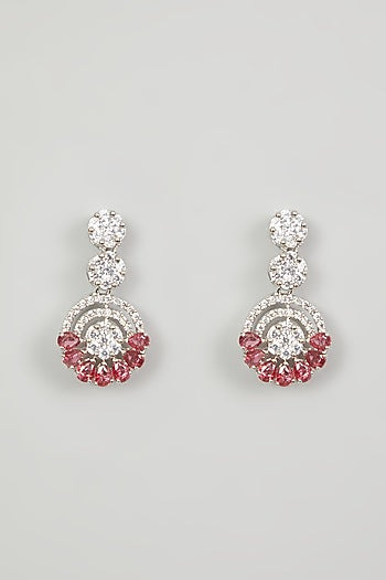 White Finish Red Faux Diamond Necklace Set