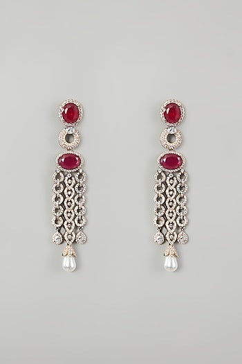 Two Tone Finish Red Zircon Necklace Set