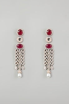 Two Tone Finish Red Zircon Necklace Set