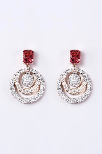 Two-Tone Finish Faux Diamond Earrings