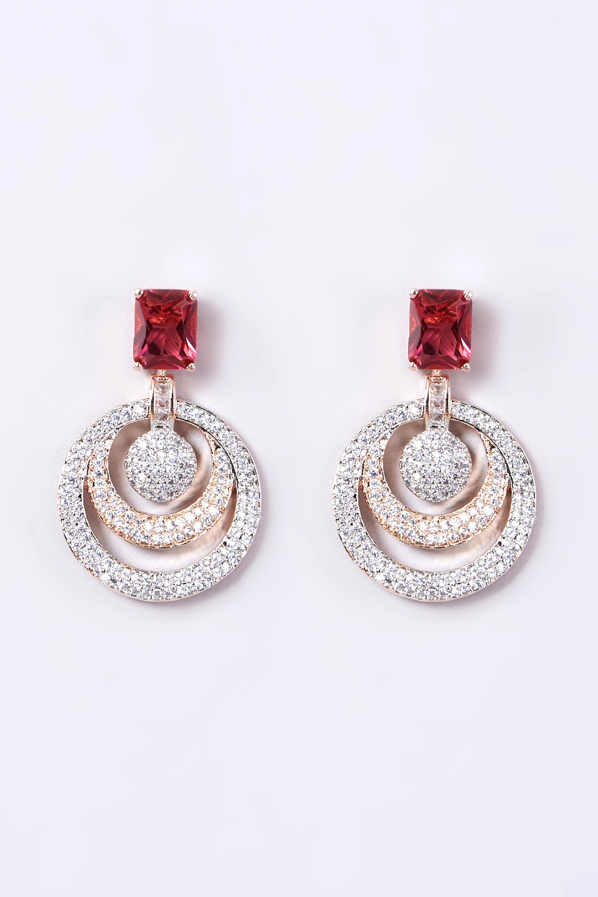Two-Tone Finish Faux Diamond Earrings