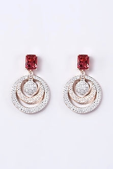 Two-Tone Finish Faux Diamond Earrings