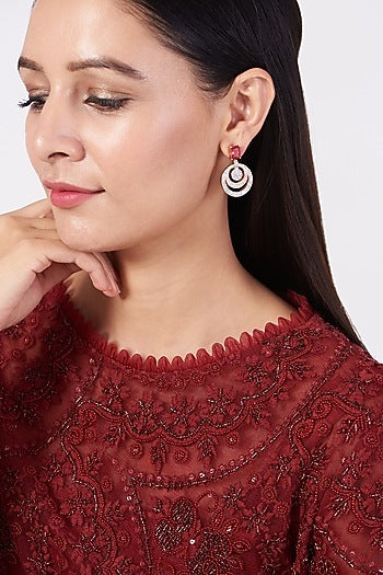 Two-Tone Finish Faux Diamond Earrings