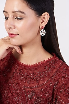 Two-Tone Finish Faux Diamond Earrings