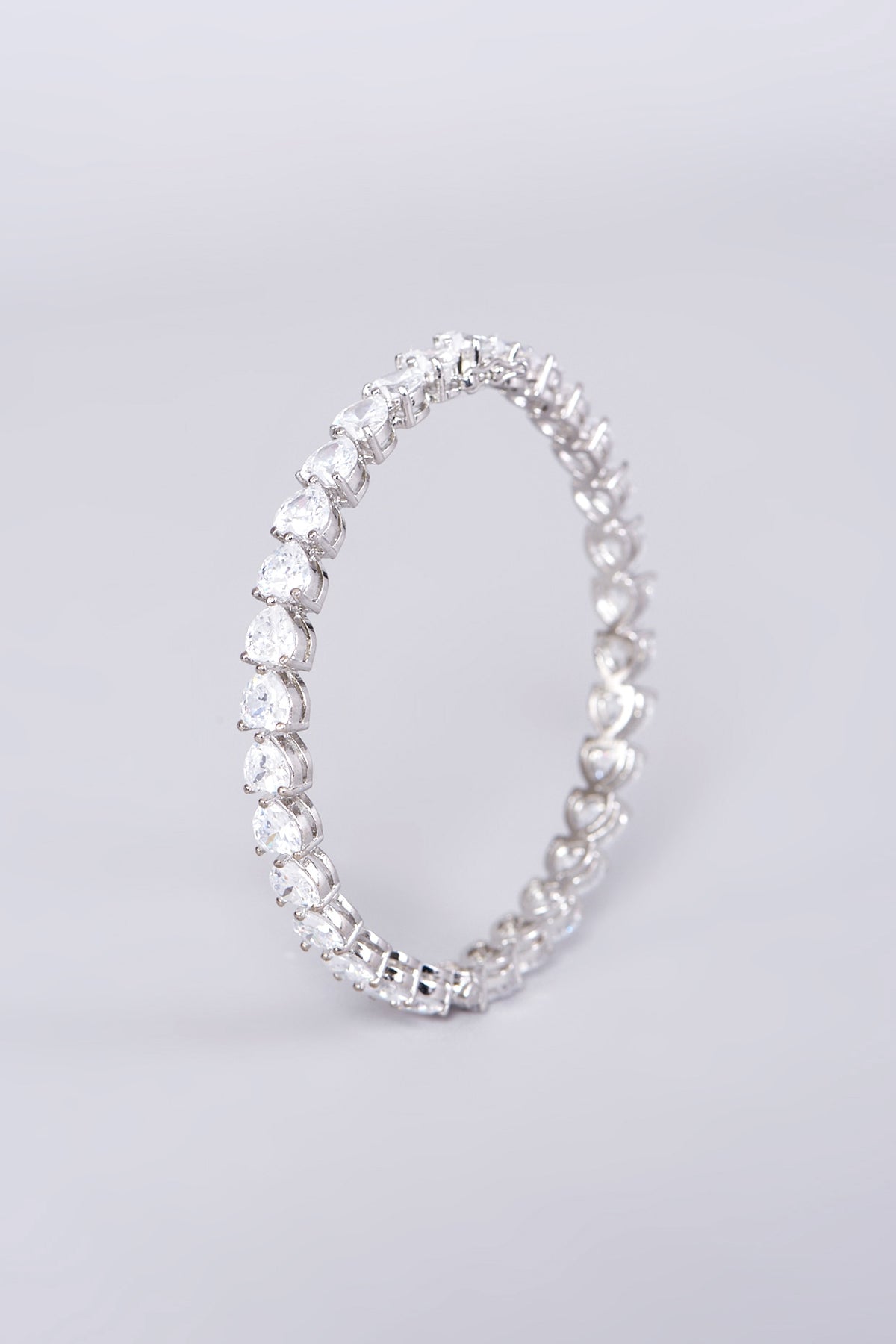 White Finish Bangles In Mixed Metal (Set Of 2)