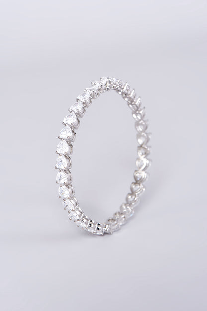 White Finish Bangles In Mixed Metal (Set Of 2)