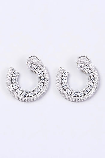 White Finish Hoop Earrings
