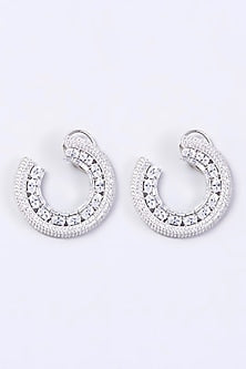 White Finish Hoop Earrings
