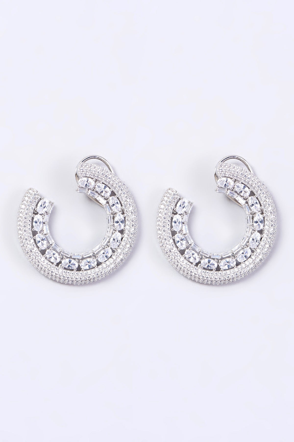 White Finish Hoop Earrings