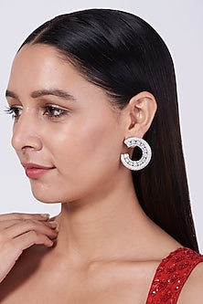 White Finish Hoop Earrings