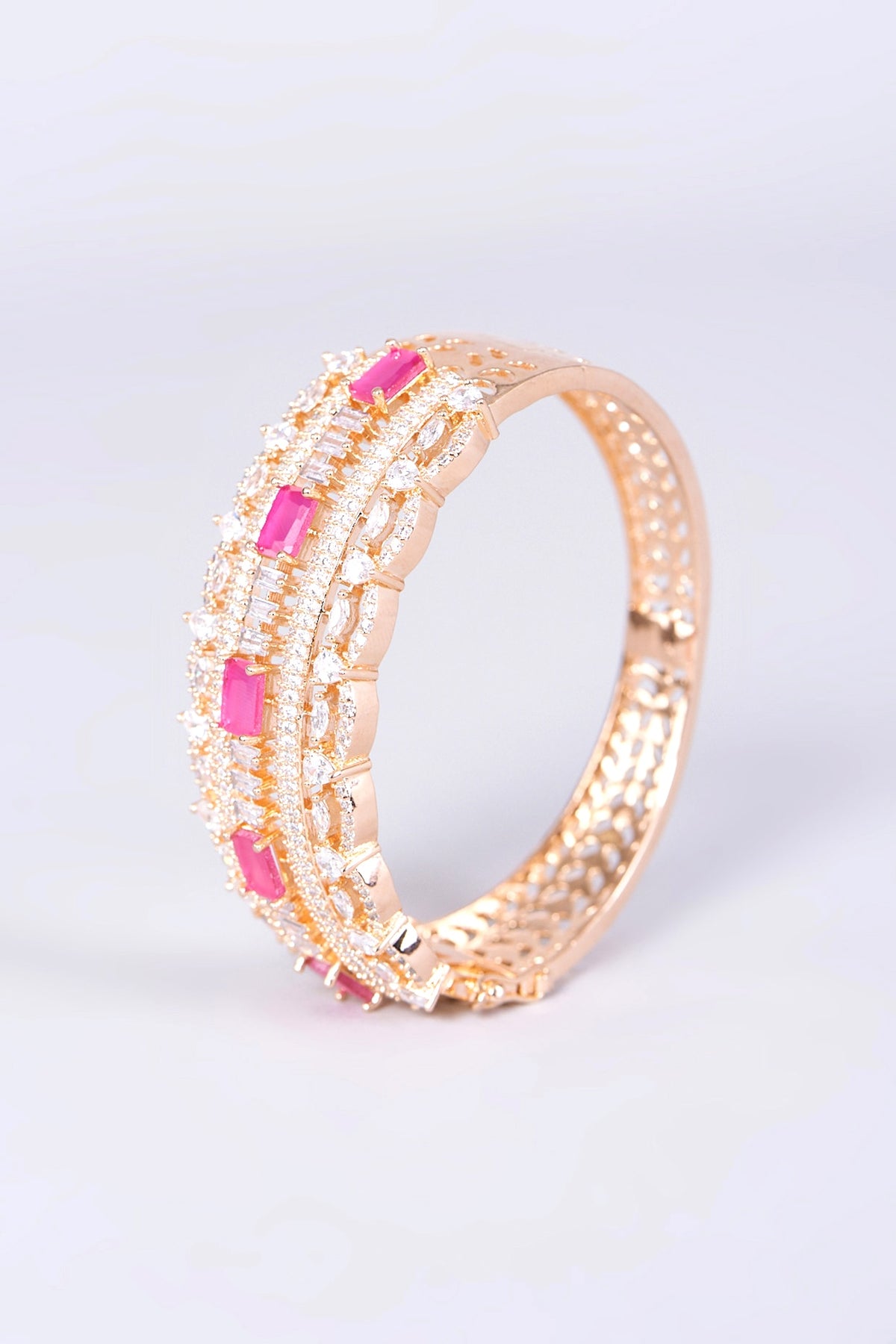 Rose Gold Finish Faux Diamond Bangle