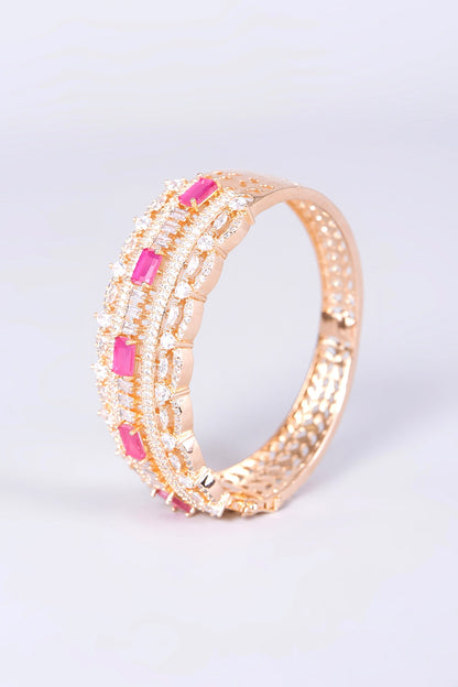 Rose Gold Finish Faux Diamond Bangle