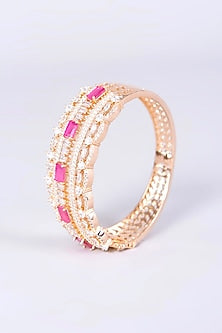 Rose Gold Finish Faux Diamond Bangle