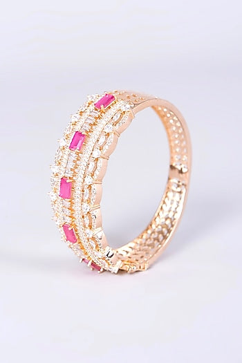 Rose Gold Finish Faux Diamond Bangle