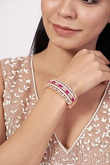 Rose Gold Finish Faux Diamond Bangle