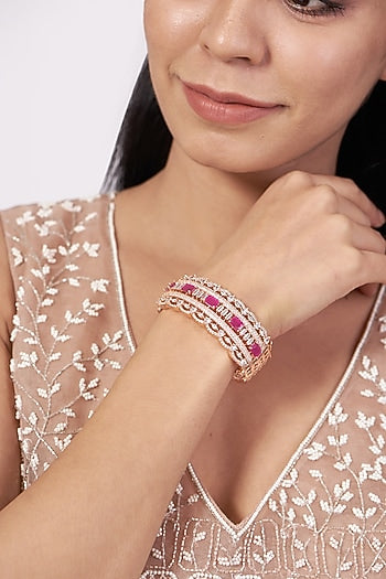 Rose Gold Finish Faux Diamond Bangle