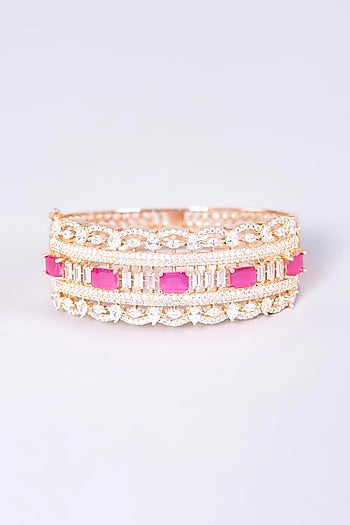 Rose Gold Finish Faux Diamond Bangle