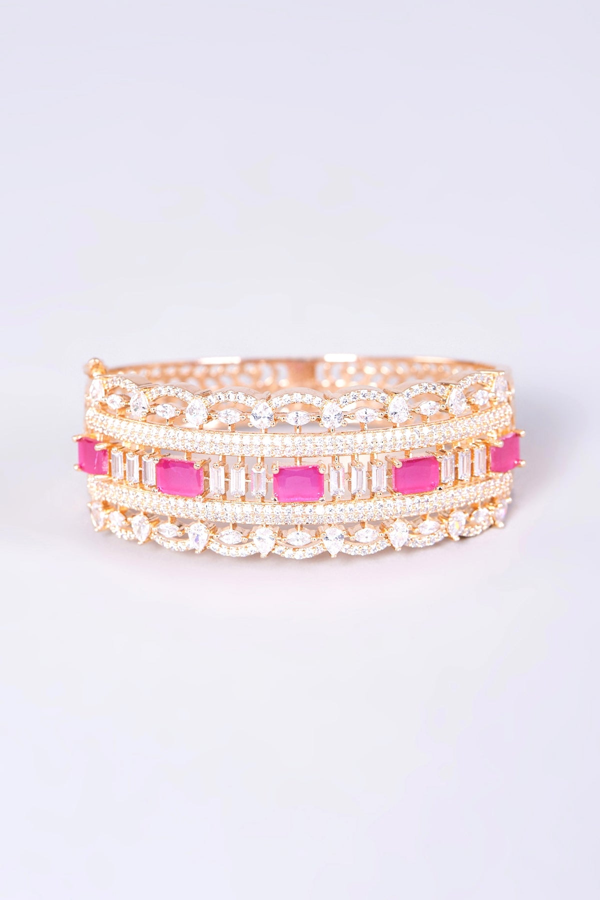Rose Gold Finish Faux Diamond Bangle