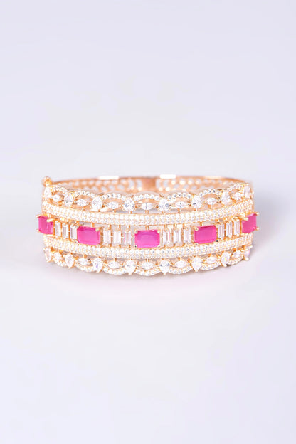 Rose Gold Finish Faux Diamond Bangle