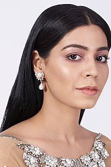 Rose Gold Finish Pearl Stud Earrings
