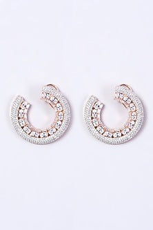 Rose Gold Finish Faux Diamond Stud Earrings