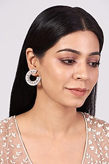 Rose Gold Finish Faux Diamond Stud Earrings