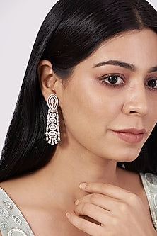 Rose Gold Finish Dangler Earrings With Zircons