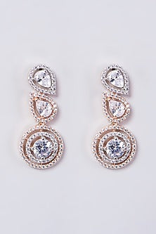 Two Tone Finish Faux Diamond Dangler Earrings