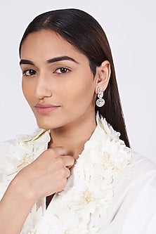 Two Tone Finish Faux Diamond Dangler Earrings