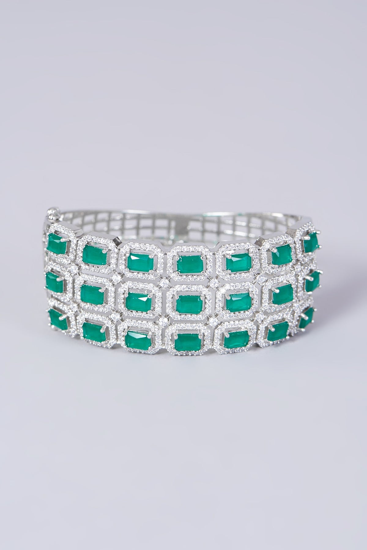 White Finish Faux Diamonds Bangle