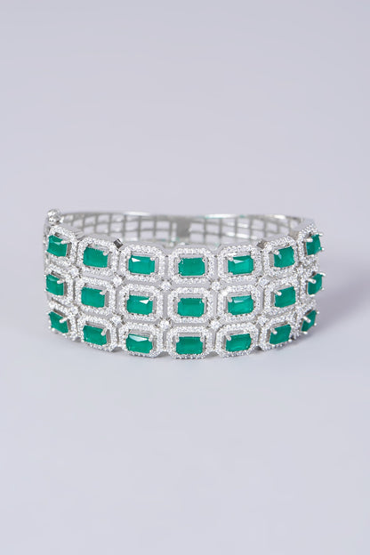 White Finish Faux Diamonds Bangle