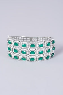 White Finish Faux Diamonds Bangle