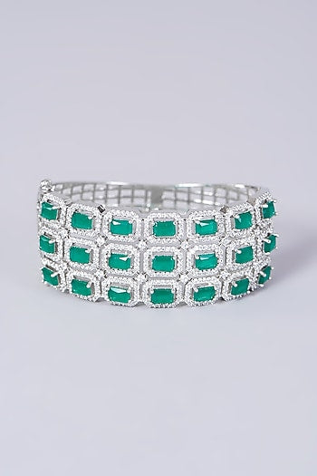 White Finish Faux Diamonds Bangle