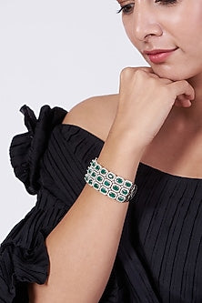 White Finish Faux Diamonds Bangle