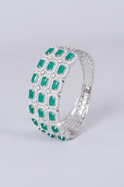 White Finish Faux Diamonds Bangle