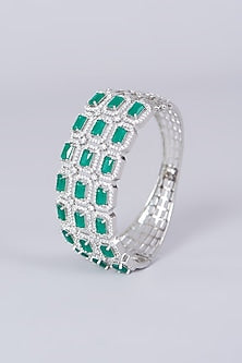 White Finish Faux Diamonds Bangle
