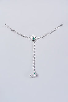 White Finish Faux Diamonds Hand Harness (Set of 2)