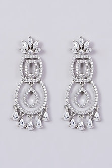 White Finish Faux Diamonds Necklace Set