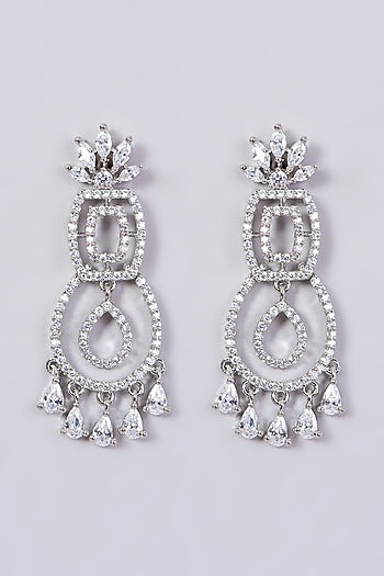 White Finish Faux Diamonds Necklace Set