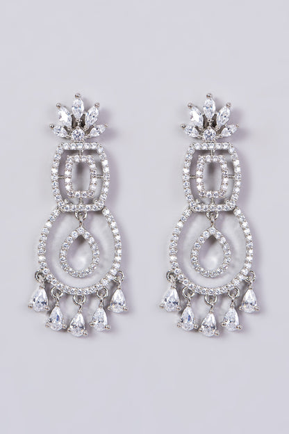 White Finish Faux Diamonds Necklace Set