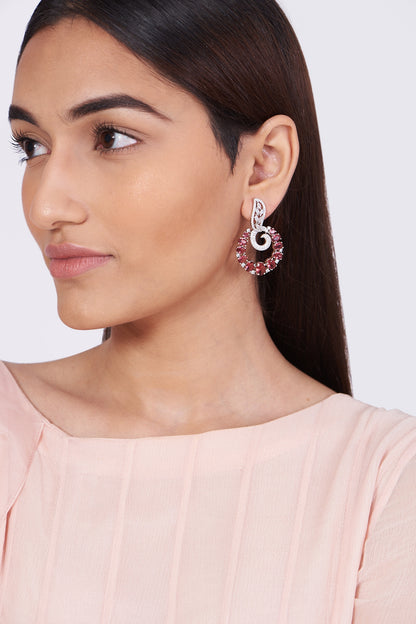 White Finish Zircons Dangler Earrings