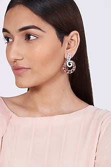 White Finish Zircons Dangler Earrings